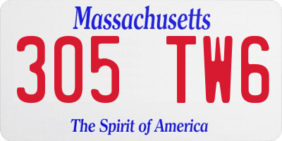 MA license plate 305TW6