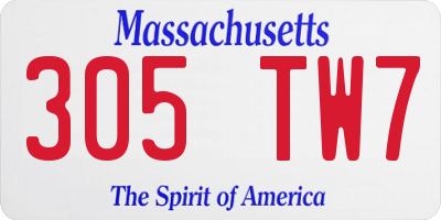 MA license plate 305TW7