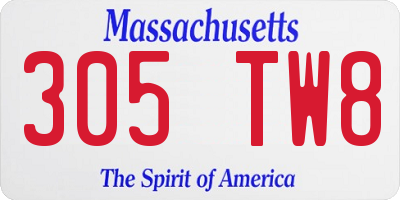 MA license plate 305TW8