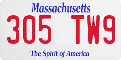 MA license plate 305TW9