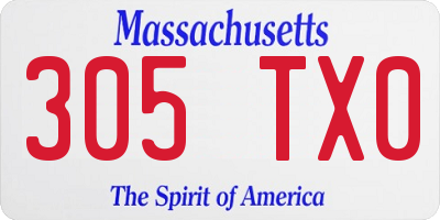 MA license plate 305TX0