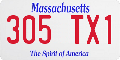 MA license plate 305TX1