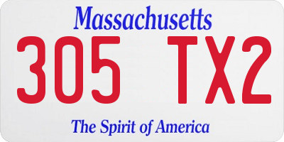MA license plate 305TX2