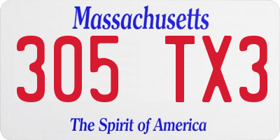 MA license plate 305TX3