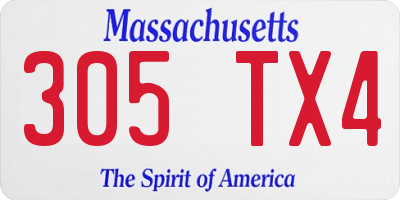 MA license plate 305TX4