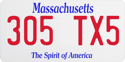 MA license plate 305TX5