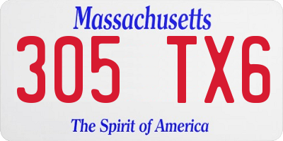 MA license plate 305TX6
