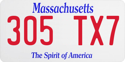 MA license plate 305TX7