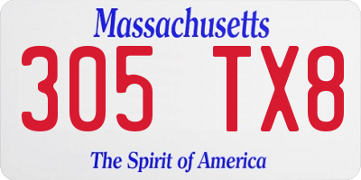 MA license plate 305TX8