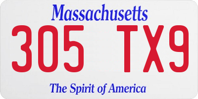 MA license plate 305TX9