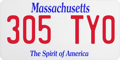 MA license plate 305TY0