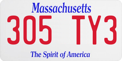 MA license plate 305TY3