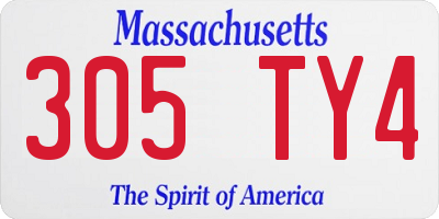 MA license plate 305TY4
