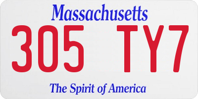 MA license plate 305TY7