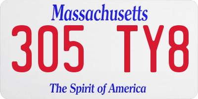 MA license plate 305TY8