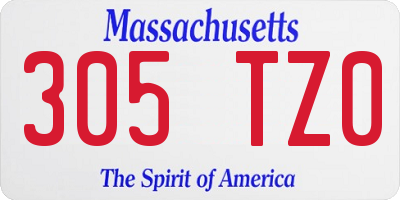 MA license plate 305TZ0