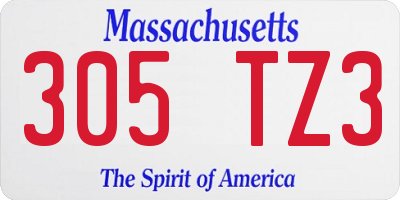 MA license plate 305TZ3