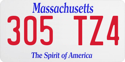 MA license plate 305TZ4