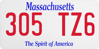 MA license plate 305TZ6