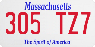 MA license plate 305TZ7