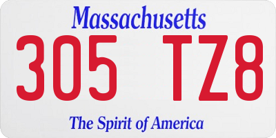 MA license plate 305TZ8