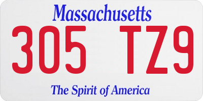 MA license plate 305TZ9