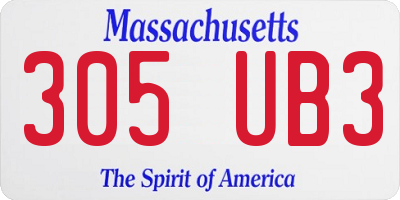 MA license plate 305UB3