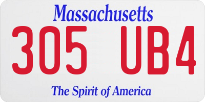 MA license plate 305UB4