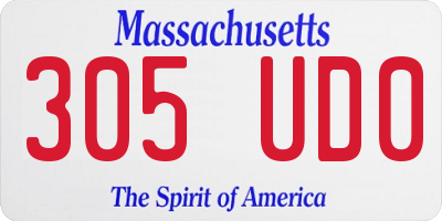 MA license plate 305UD0
