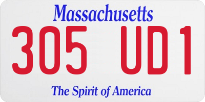 MA license plate 305UD1