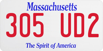 MA license plate 305UD2