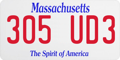 MA license plate 305UD3