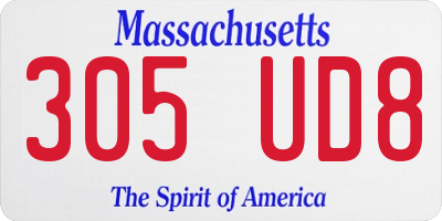 MA license plate 305UD8