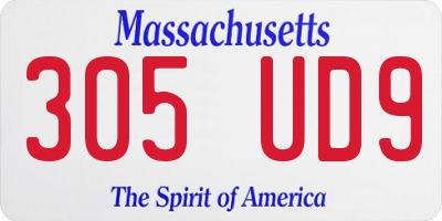 MA license plate 305UD9