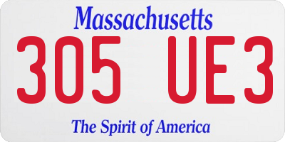 MA license plate 305UE3