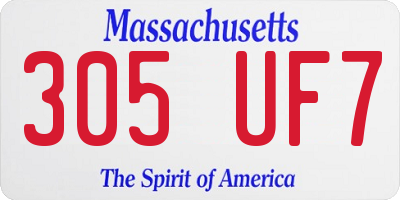 MA license plate 305UF7