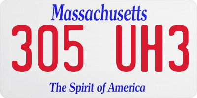 MA license plate 305UH3
