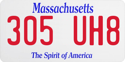 MA license plate 305UH8
