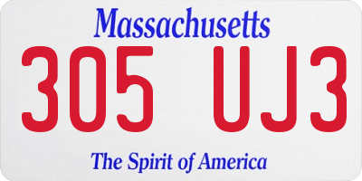 MA license plate 305UJ3