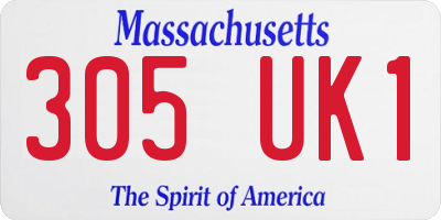 MA license plate 305UK1