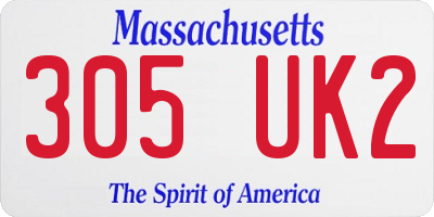 MA license plate 305UK2