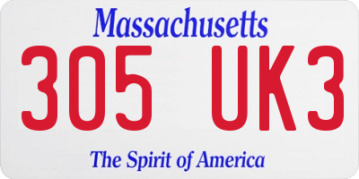MA license plate 305UK3
