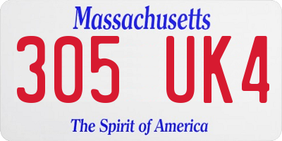 MA license plate 305UK4