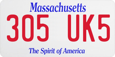 MA license plate 305UK5