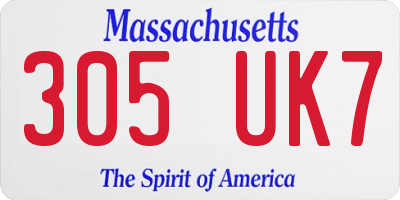 MA license plate 305UK7