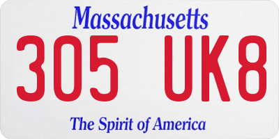 MA license plate 305UK8