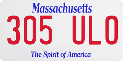 MA license plate 305UL0
