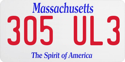 MA license plate 305UL3