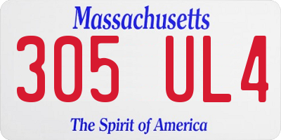 MA license plate 305UL4