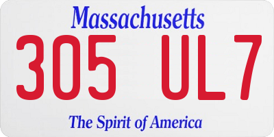 MA license plate 305UL7